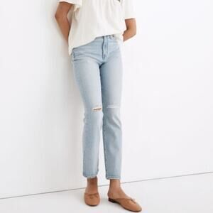 Madewell High Rise Slim Crop Boy Jeans Light Dumas Wash Ripped Distressed 28